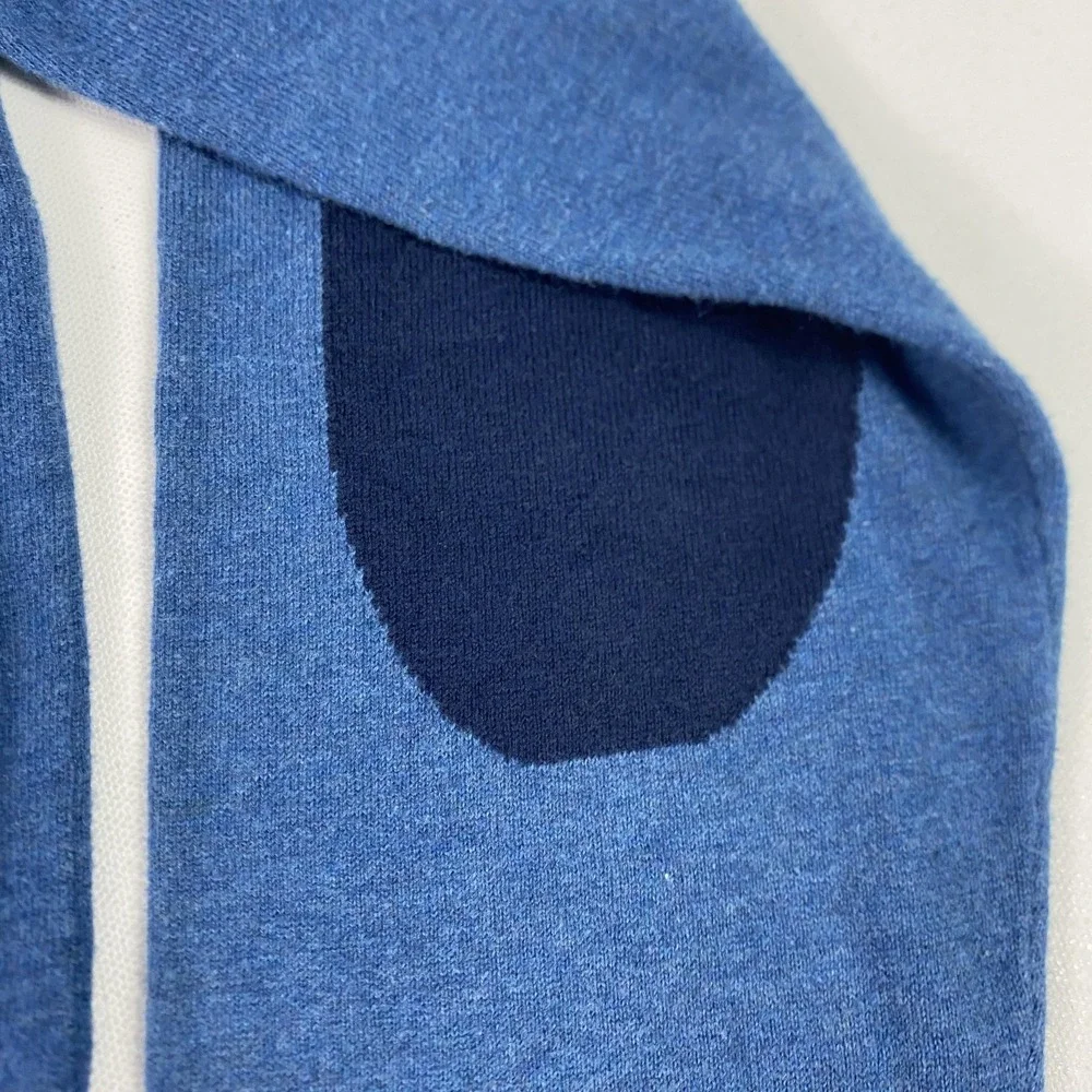 Alain Figaret Sweater Mens Large Blue 1/4‎ Zip Mock Neck Elbow Patch Knit